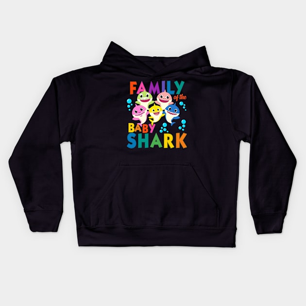 Family of the baby shark Kids Hoodie by  Memosh Everything 